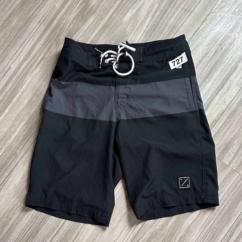 American Eagle Outfitters Black and Gray Swim Trunks XS